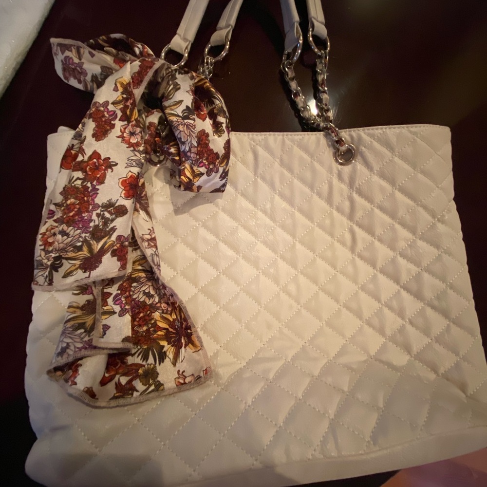 Aldo white cream tote bag